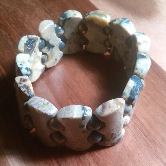 Yellow Turquoise Fancy Shape Stretch Bracelet - Picture 9 of 12